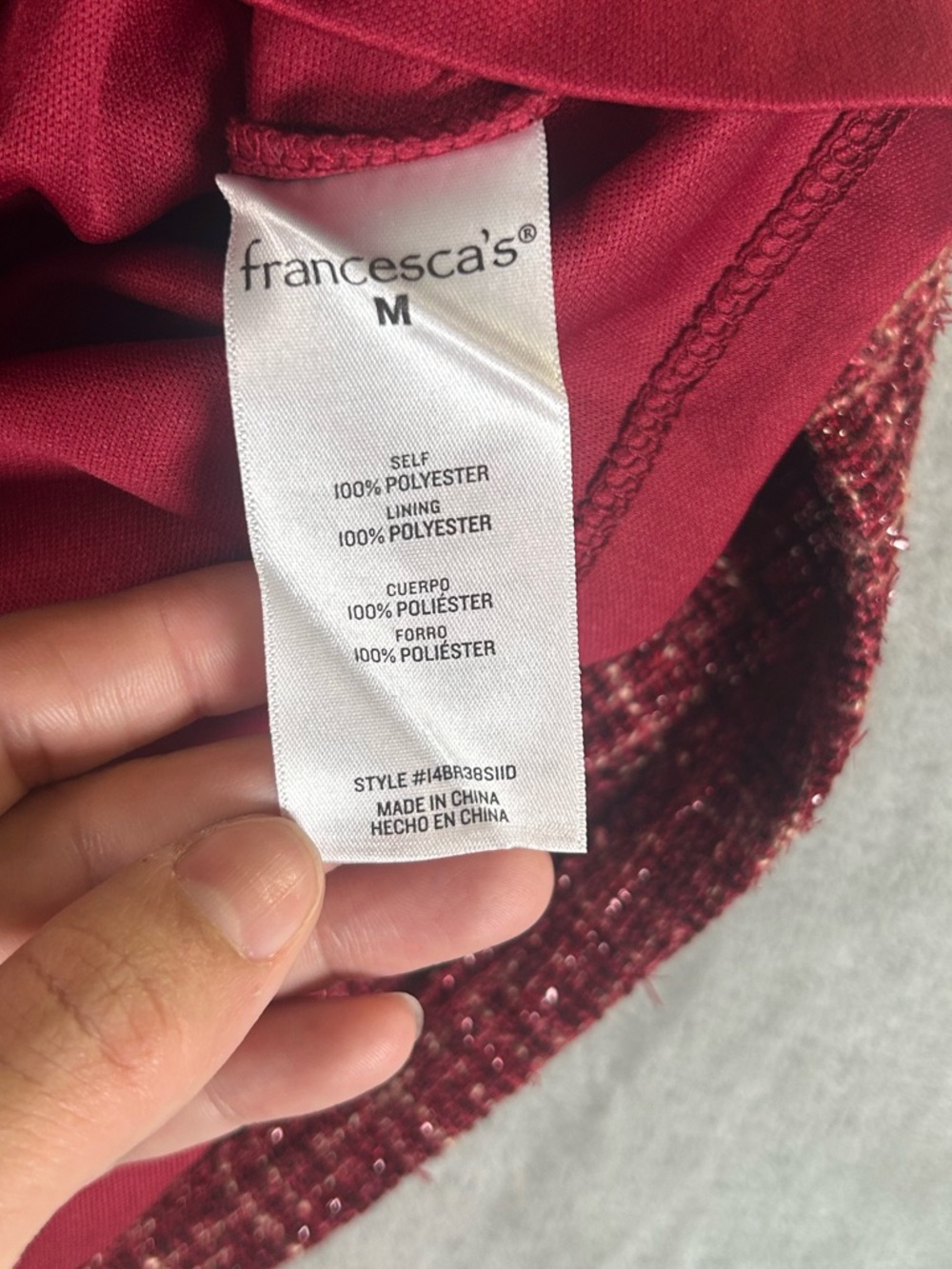 Francesca's Collections Blue Rain Burgundy Tweed Skirt - Picture 6 of 12